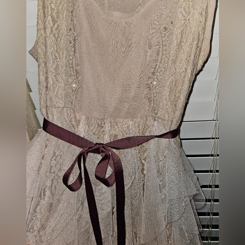 A'reve lvory Lace Chiffon and TulleDress sz L - Picture 3 of 5